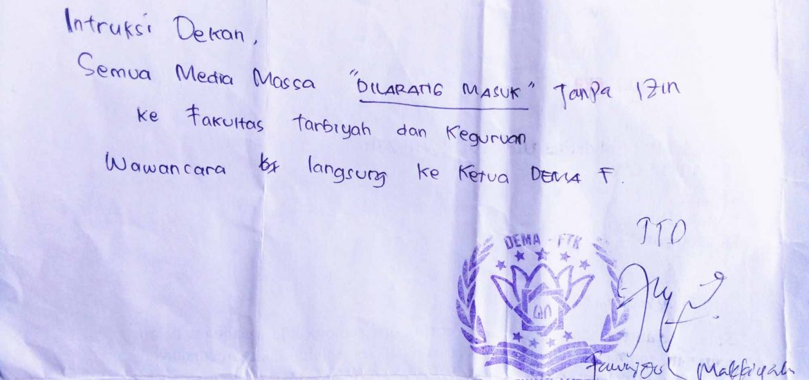 DEMA FTK Palsukan Instruksi Dekan